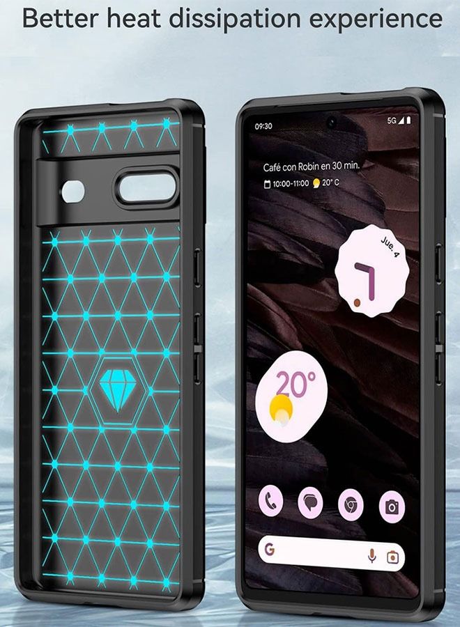 CATANES Google Pixel 7a Case Cover Soft TPU Bumper Protective Back Black - Image 4