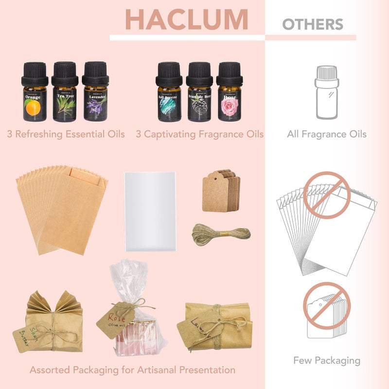 haclum طقم صنع الصابون هاكلوم للبالغين والأطفال - مستلزمات صنع الصابون مع قاعدة صابون ذائبة وصب، قوالب صابون، صندوق قطع، قوالب سيليكون، زيوت عطرية وعطور، أطقم حرفية للمبتدئين - Image 3