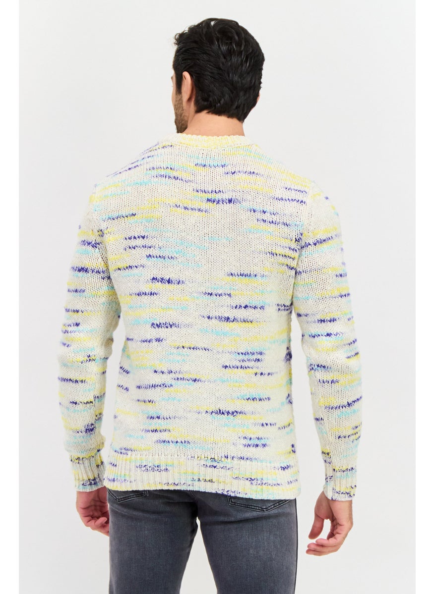 ESPRIT - Men Ribbed Collar Knitted Sweater, Light Beige - Image 1