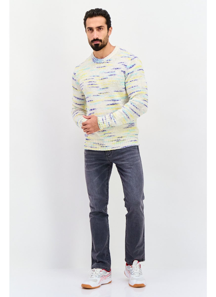 ESPRIT - Men Ribbed Collar Knitted Sweater, Light Beige - Image 1