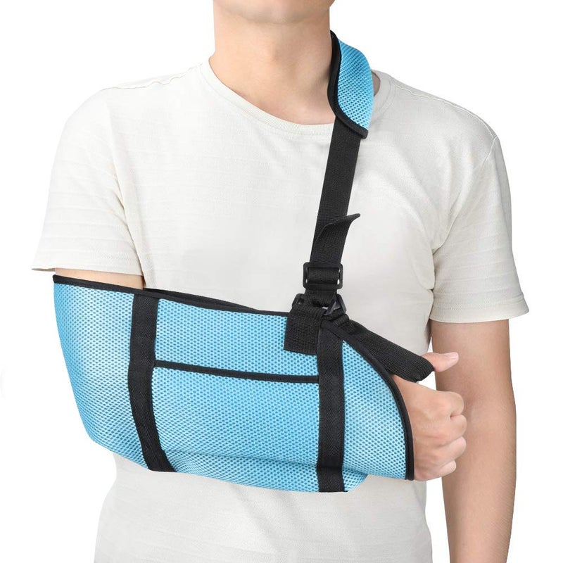 comfrt Arm Sling with Thumb and Shoulder Sling, Breathable Mesh Medical Sling Immobilizer Elbow Arm Support for Broken Arm Shoulder Injury Available for Women and Men Left or Right Arm (Sky-Blue) - Image 1