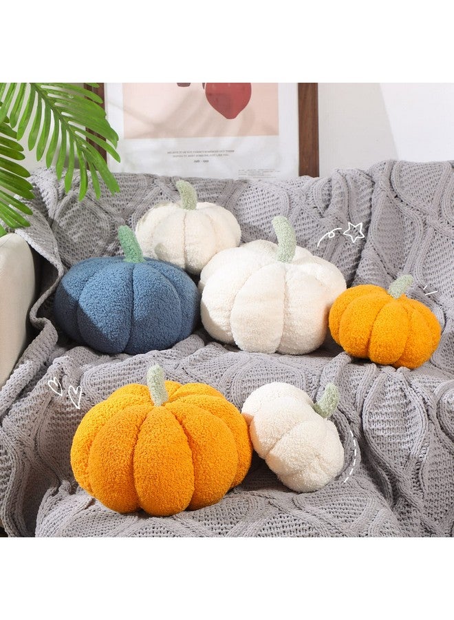Kajaia 2 Pieces Simulated Pumpkin Pillow Plush Pillow 3D Pumpkin Shaped Pillow Cozy Fall Decorations Stuffed Throw Pillows for Thanksgiving Christmas Halloween Bedroom Sofa Couch Supplies (White, Yellow) - Image 4