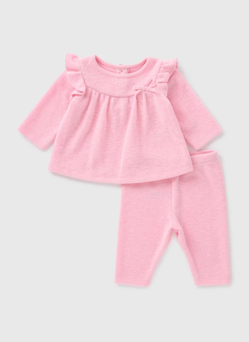 Matalan Pink Girls Peplum Top & Leggings Set