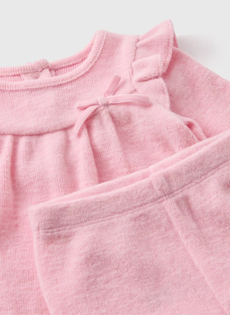 Matalan Pink Girls Peplum Top & Leggings Set