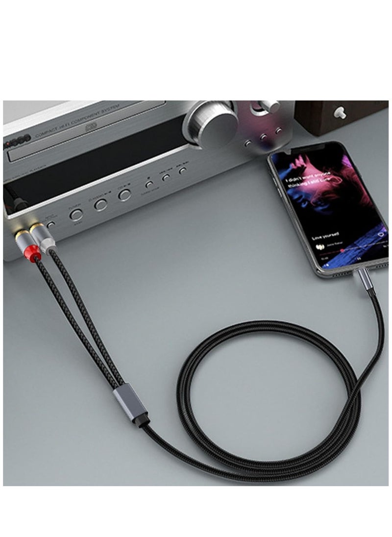 ماركة غير محددة USB C إلى RAC ستيريو USB C إلى 2 ذكر كابل الصوت RAC 3.94 قدم ، مقبس 2RAC كابل صوت USB C لمكبرات صوت المسرح المنزلي ، صوت السيارة  - Image 2