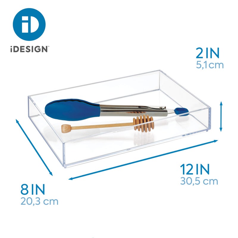 InterDesign منظم الأدراج البلاستيكي iDesign Clarity، حاوية تخزين لحمام، مطبخ، أدراج 8" x 12" x 2"، شفاف - Image 3