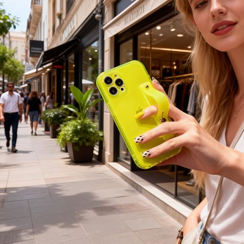 siduater Case for 6.7" iPhone 13 Pro Max with Wrist Strap Kickstand, Shockproof Translucent PC Back Cover + Soft TPU Bumper with Adjustable Hand Grip Loop for iPhone 13 Pro Max 6.7 Inch, Neon Green - Image 5