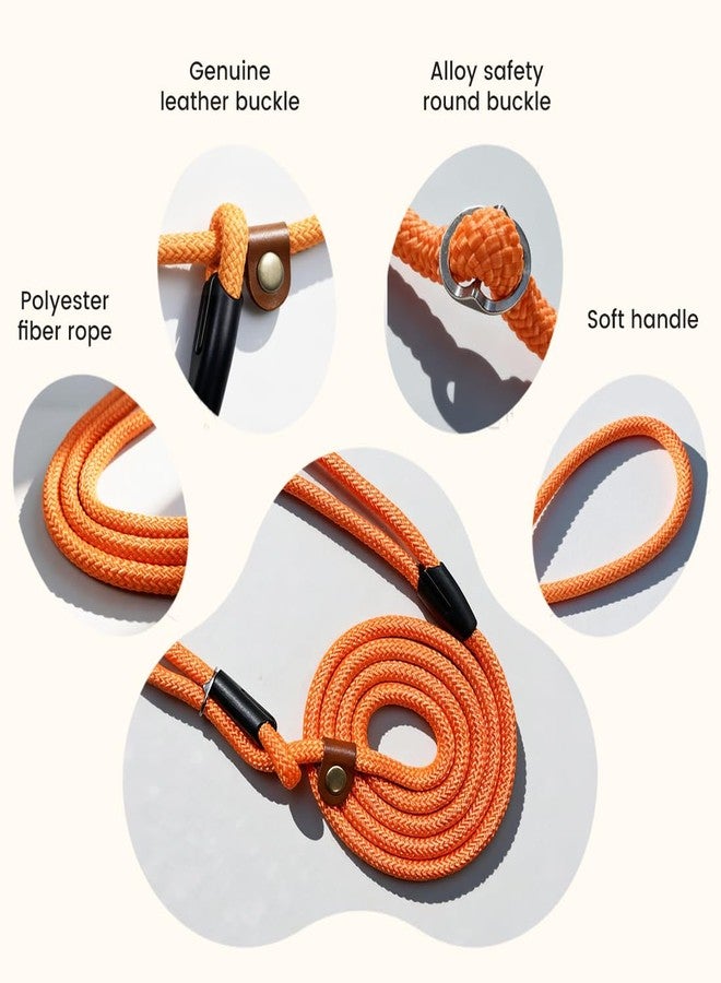 nets Tribe 6 FT Dog Leash for Large, Medium Dogs, Heavy Duty Dog Lead with Leather Tailor Connection, No Pull Training Lead Durable Rope Slip Leash, for Outside Walking, Playing, Camping, Yard (Orange) - Image 2
