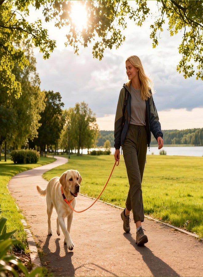 nets Tribe 6 FT Dog Leash for Large, Medium Dogs, Heavy Duty Dog Lead with Leather Tailor Connection, No Pull Training Lead Durable Rope Slip Leash, for Outside Walking, Playing, Camping, Yard (Orange) - Image 4