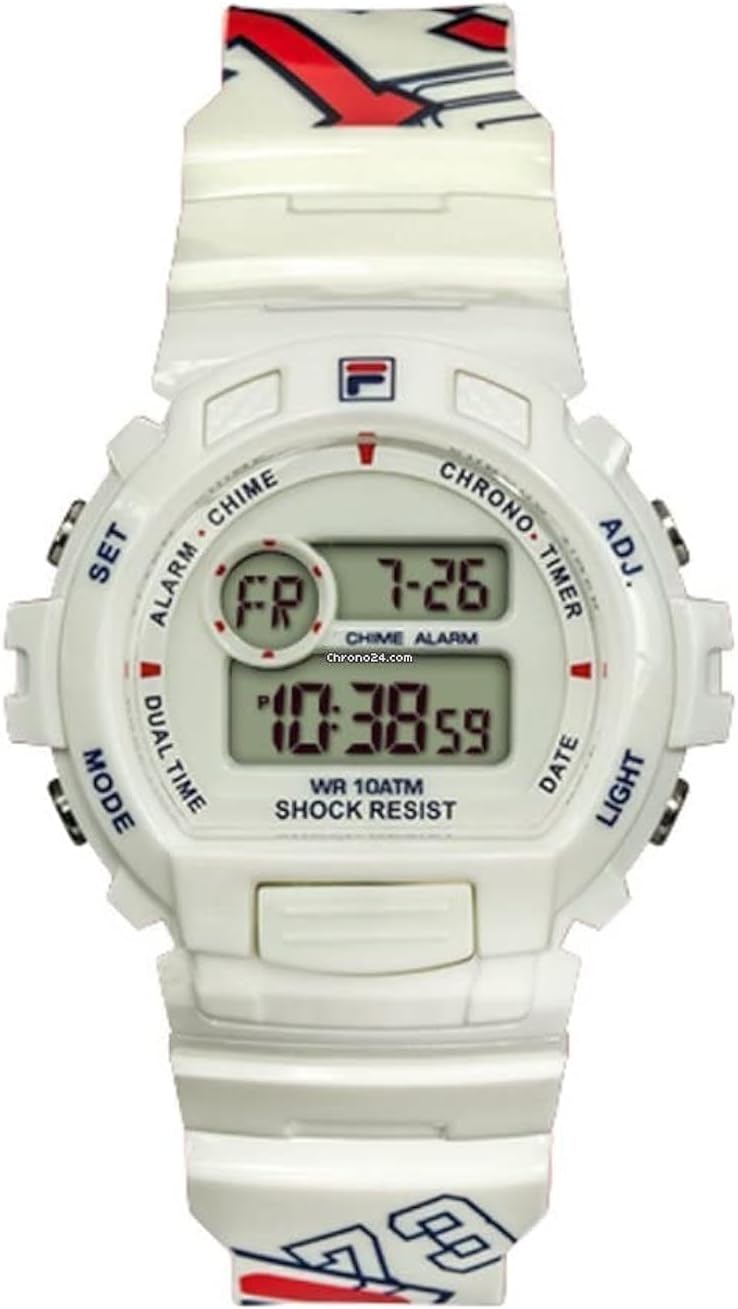 فيلا ساعة فيلا الرقمية للجنسين من طراز ريينبرت السبعينيات - 38-191-101، باللون الأبيض - Image 1