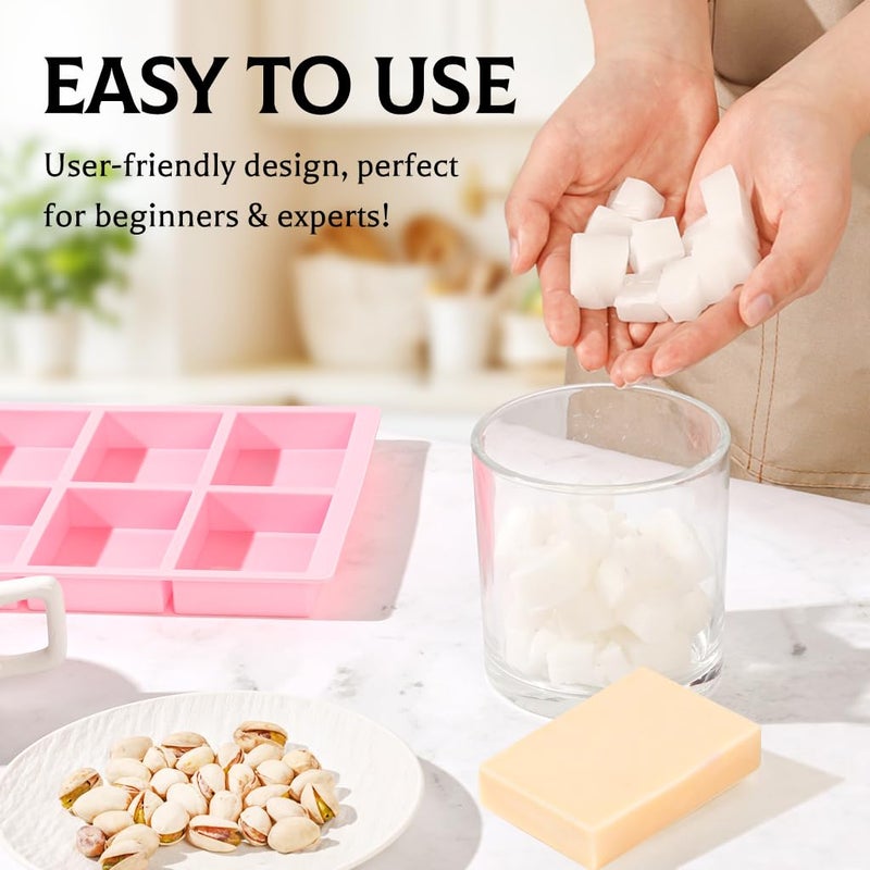 SJ Silicone Soap Molds 3 Packs, Rectangle Soap Molds for Soap Making, 6 Cavity Mold for Homemade Craft Soap Mold, Jelly, Chocolate & Ice Cube Trays(Blue, Purple & Pink) - Image 4