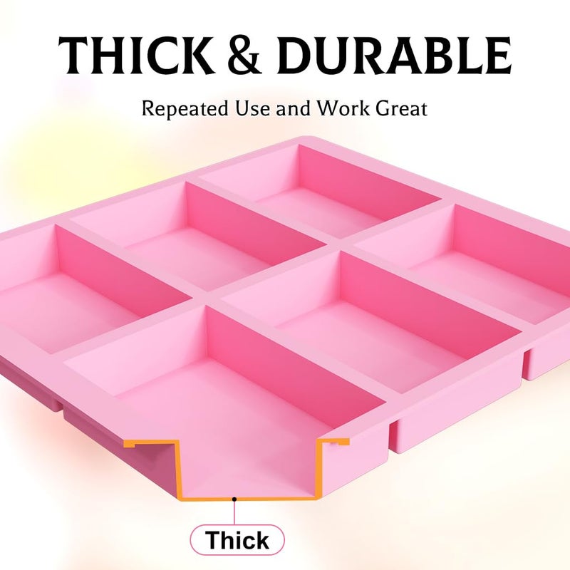 SJ Silicone Soap Molds 3 Packs, Rectangle Soap Molds for Soap Making, 6 Cavity Mold for Homemade Craft Soap Mold, Jelly, Chocolate & Ice Cube Trays(Blue, Purple & Pink) - Image 5