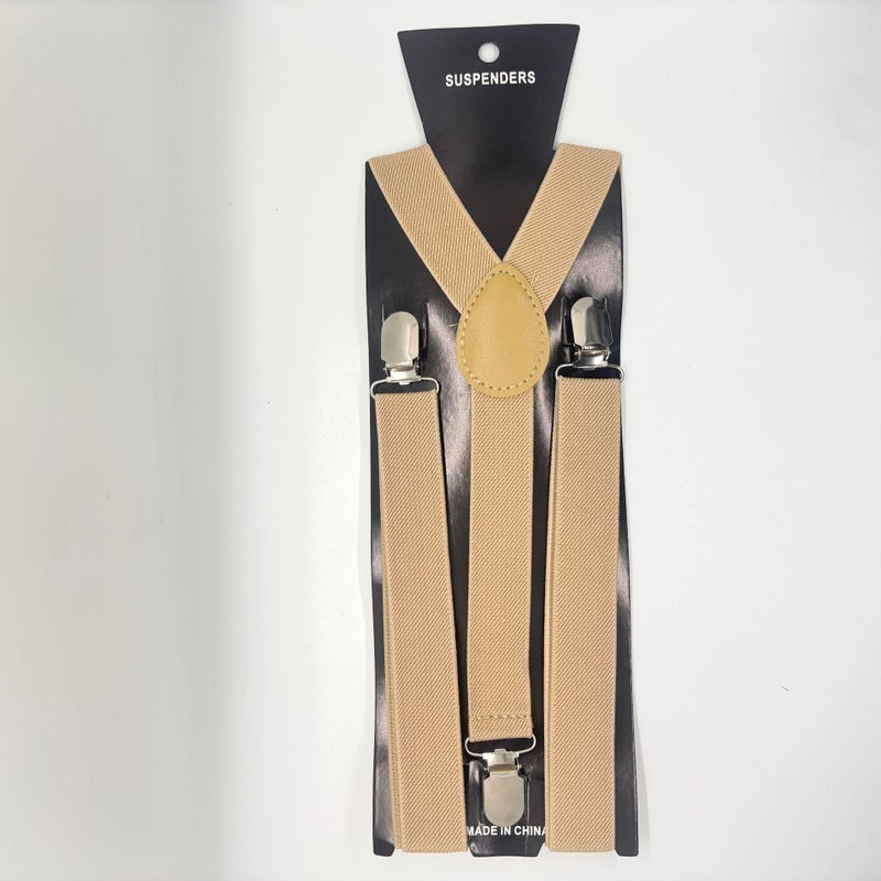 Factory Direct Sales in stock adult solid color 2.5cm mens and womens universal suspenders with three clips elastic elastic straps Brown 