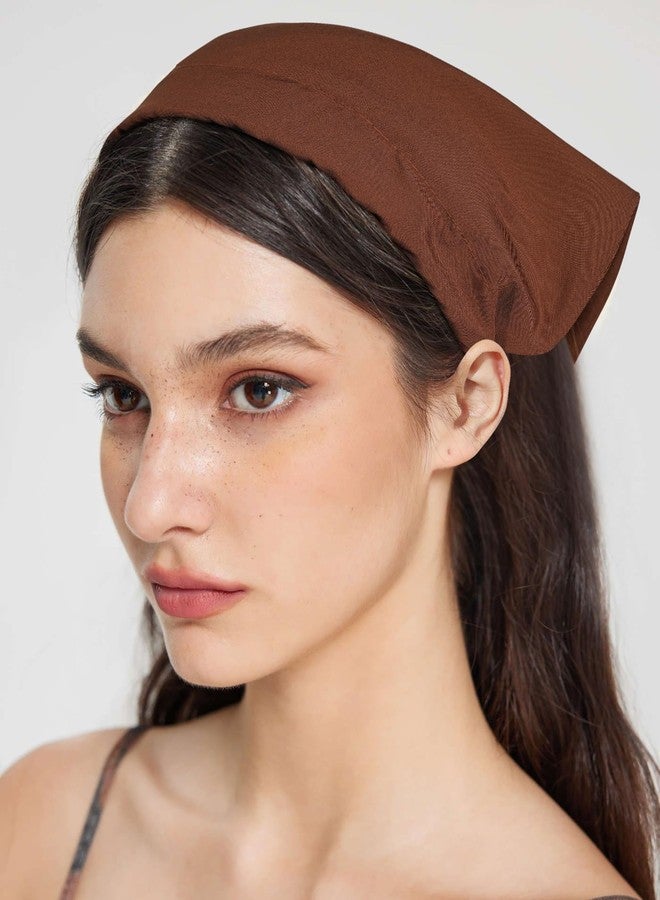 AWAYTR 3pcs Hair Bandana for Women Girls Hair Scarf Headband Bandana Double Layer Triangle Head Kerchief Boho Hair Band (Beige/Khaki/Brown) - Image 5
