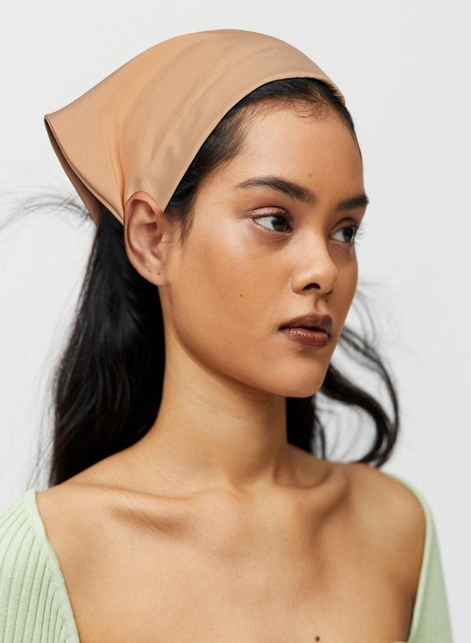AWAYTR 3pcs Hair Bandana for Women Girls Hair Scarf Headband Bandana Double Layer Triangle Head Kerchief Boho Hair Band (Beige/Khaki/Brown) - Image 4