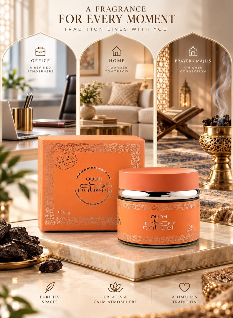 Nabeel Oudh Incense Bakhoor 60G – Premium Oriental Woody Arabian Home Fragrance - Image 4