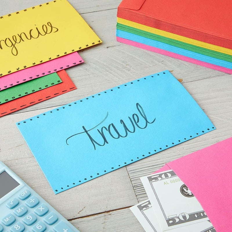 Paper Junkie 100 عبوة من الأظرف الملونة للنقود، الرواتب، توفير المال، العملات، 100 جرام (4 × 7 إنش) - Image 2