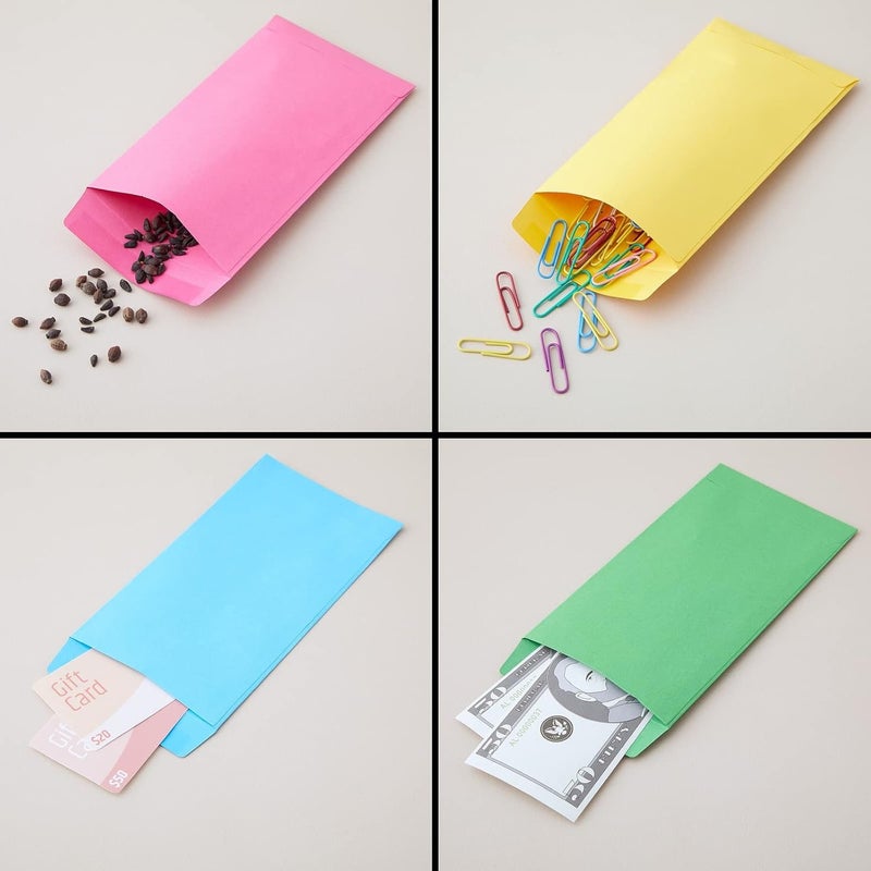 Paper Junkie 100 عبوة من الأظرف الملونة للنقود، الرواتب، توفير المال، العملات، 100 جرام (4 × 7 إنش) - Image 3