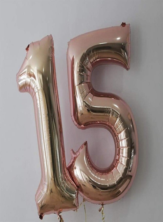 Tellpet Number 15 Balloons, 15th Birthday Party Decorations Supplies Sign for Girls, Rose Gold, 40 Inch - Image 5