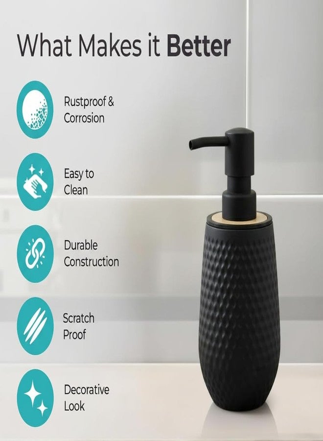 HEYZEM Ceramic Soap Dispenser for wash Basin - Black | Kitchen Accessories Items | Handwash Dispenser Bottle 310ml - Image 3