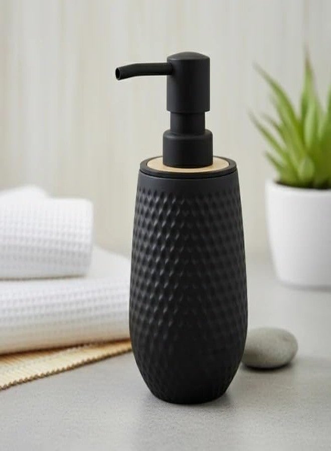 HEYZEM Ceramic Soap Dispenser for wash Basin - Black | Kitchen Accessories Items | Handwash Dispenser Bottle 310ml - Image 1