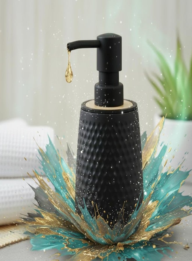 HEYZEM Ceramic Soap Dispenser for wash Basin - Black | Kitchen Accessories Items | Handwash Dispenser Bottle 310ml - Image 4