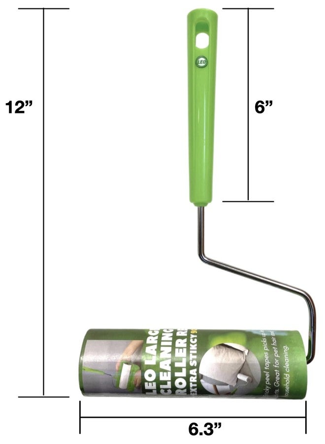 Leo 6.3-Inch Wide Lint Roller with Super Sticky Surface & Ergo Handle. Ideal for Pet Hair Removal. Includes 8-Inch Handle, 1 Roll of 90 Sheets, for a Total of 90 Sheets (1 Roller) - Image 3