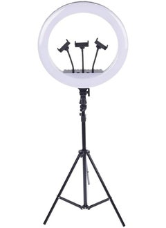 LED Ring Light RL-18 with 360° Rotation – 2700-6500K, 45cm Diameter, 2.1m Stand, 3 Phone Holders, Remote Control for Live Streaming