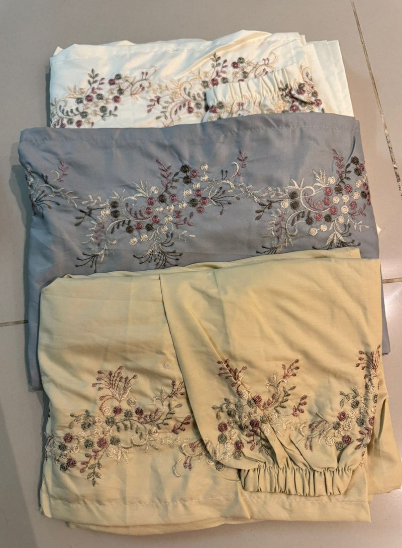 Brides Embroidered prayer shawl, cool cotton, open to wear - set of 3 pieces in different colors - Image 1