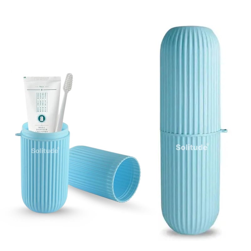 Solitude Capsule Shape Travel Toothbrush Toothpaste Tube Storage Container Case Holder Portable Toothbrush Storage Plastic Toothbrush Cover for Bathroom Hiking Camping Pen Pencil Stationery Box - Image 1
