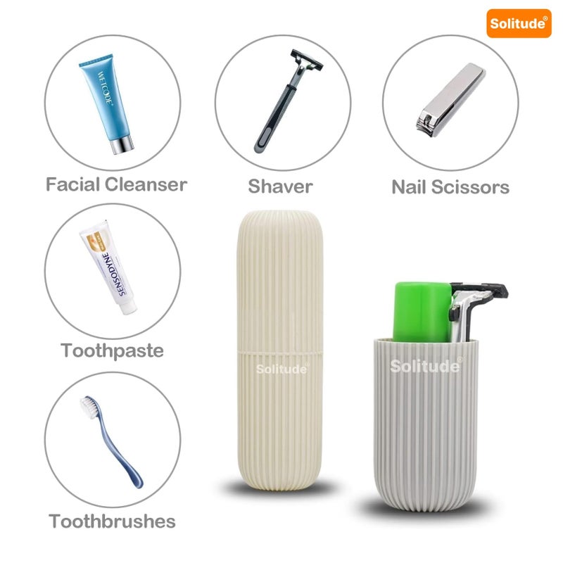 Solitude Capsule Shape Travel Toothbrush Toothpaste Tube Storage Container Case Holder Portable Toothbrush Storage Plastic Toothbrush Cover for Bathroom Hiking Camping Pen Pencil Stationery Box - Image 3