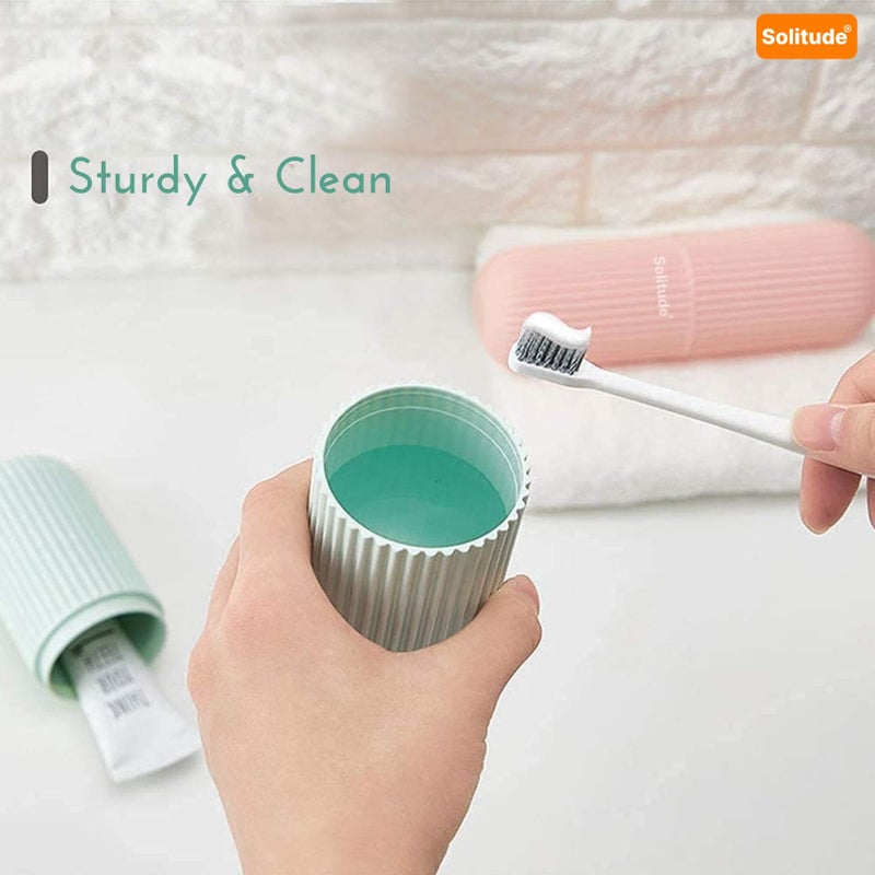 Solitude Capsule Shape Travel Toothbrush Toothpaste Tube Storage Container Case Holder Portable Toothbrush Storage Plastic Toothbrush Cover for Bathroom Hiking Camping Pen Pencil Stationery Box - Image 4