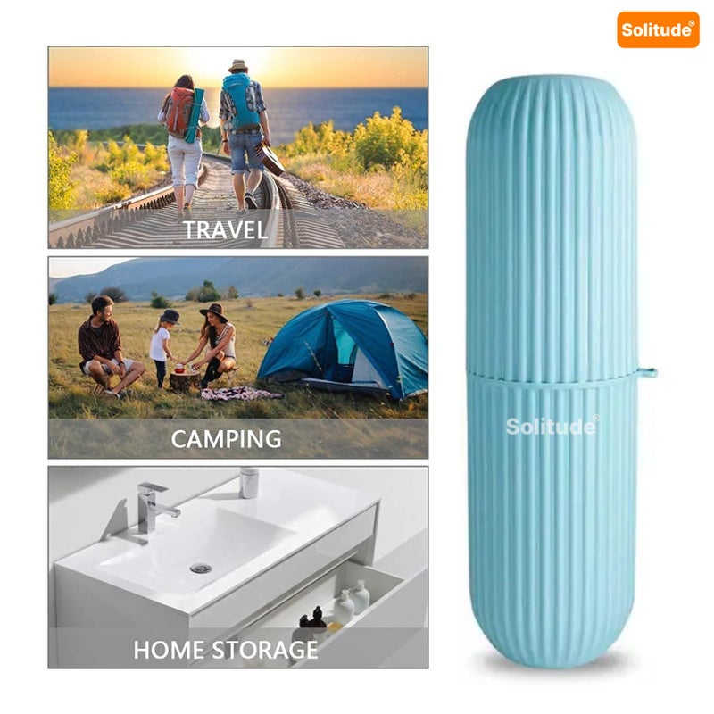 Solitude Capsule Shape Travel Toothbrush Toothpaste Tube Storage Container Case Holder Portable Toothbrush Storage Plastic Toothbrush Cover for Bathroom Hiking Camping Pen Pencil Stationery Box - Image 5