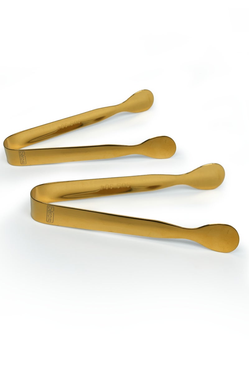 Beram Sugar Tong – Stainless Steel Mini Tongs for Sugar Cubes, Ice, Snacks & Tea Parties – Durable, Rust-Resistant (2, Gold, Oval Design) - Image 1