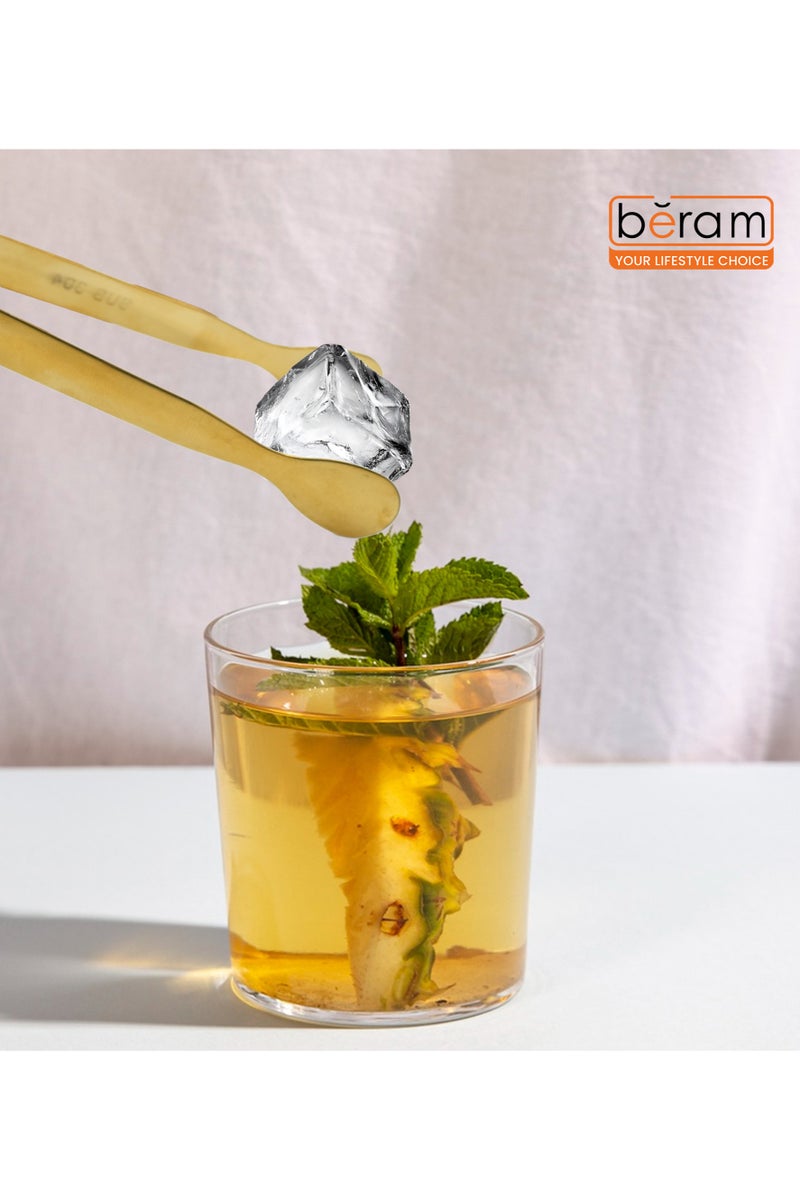 Beram Sugar Tong – Stainless Steel Mini Tongs for Sugar Cubes, Ice, Snacks & Tea Parties – Durable, Rust-Resistant (2, Gold, Oval Design) - Image 2