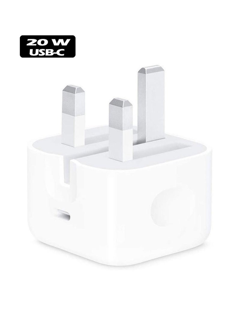 CoomBe USB-C 20W Fast Power Adapter, iPhone Charger, Charging Adapter, for Apple White - Image 1