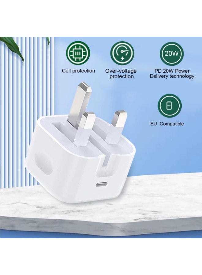 CoomBe USB-C 20W Fast Power Adapter, iPhone Charger, Charging Adapter, for Apple White - Image 5