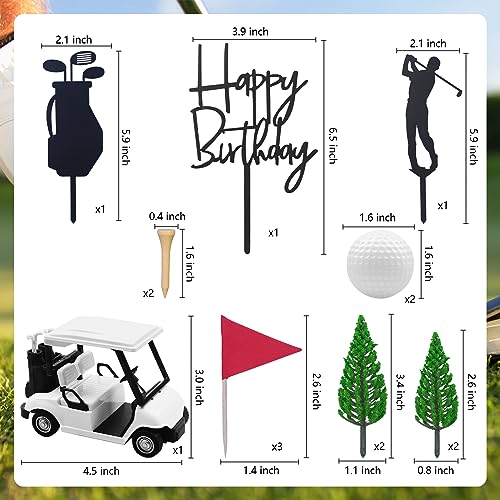 MEMOVAN Golf Cake Decorations Golf Birthday Cake Toppers Mini Golf Cart Toy Golf Theme Cake Decorations with Cart Flag Golf Ball Green Tree for Golf Theme Party Supplies - Image 5