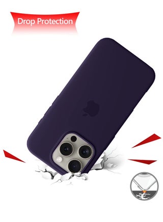 Apple iPhone 16 Pro Max 2024 Premium Soft Liquid Silicone Case Cover - Eggplant Purple - view 5