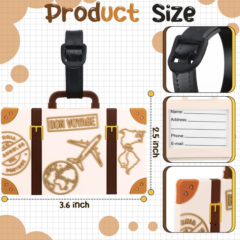 Cosblank 10 Pcs Vintage Travel Suitcase Luggage Tags with Replaceable ID Card for Bag Travel Themed Party Funny Wedding Guests Gifts Let The Journey Begin Tags Bridal Shower Decoration - Image 3