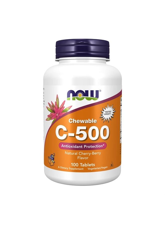 now Supplements, Vitamin C-500, Antioxidant Protection*, Cherry-Berry Flavor, 100 Chewable Lozenges - Image 1