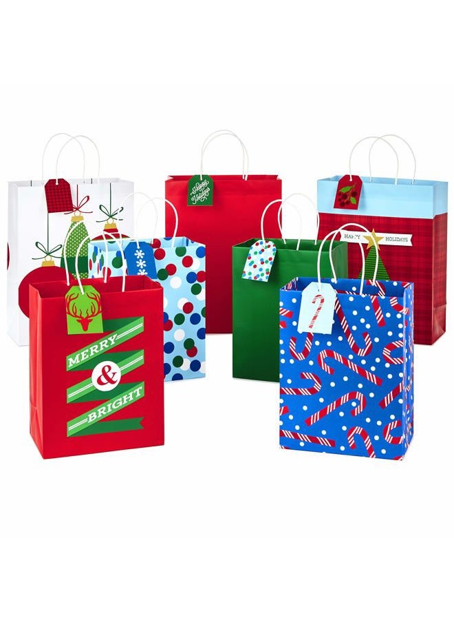 Hallmark Christmas Assorted Gift Bag Bundle with Mix-n-Match Gift Tags, Traditional (Pack of 7 Gift Bags: 3 Large 13", 4 Medium Gift Bags 9"; 7 Gift Tags) - Image 1
