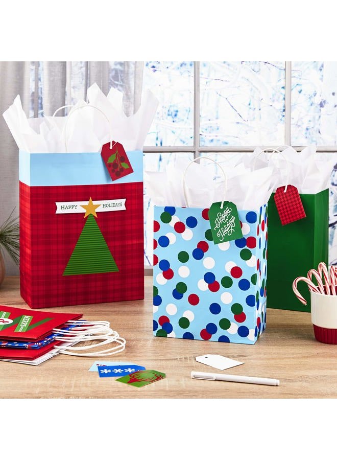 Hallmark Christmas Assorted Gift Bag Bundle with Mix-n-Match Gift Tags, Traditional (Pack of 7 Gift Bags: 3 Large 13", 4 Medium Gift Bags 9"; 7 Gift Tags) - Image 2