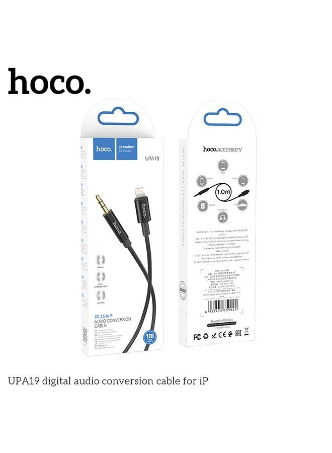 hoco. UPA19 Digital Audio Conversion Cable for iP – Black, iP Male to DC 3.5mm Male Connector, High-Quality Sound Transfer Cable, Compatible with iPhones and iPads, Durable Design, Ideal for Connecting iOS Devices to Speakers, Headphones, and Audio Systems  - Image 5