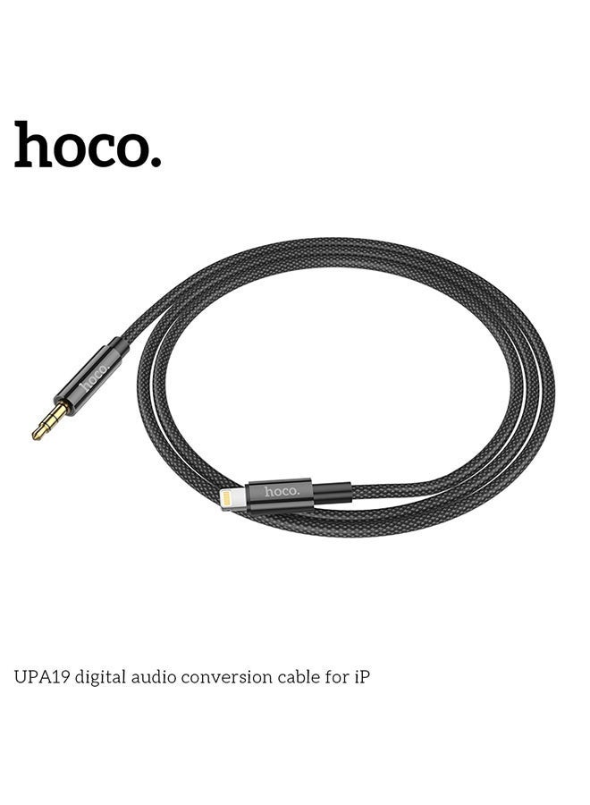 hoco. UPA19 Digital Audio Conversion Cable for iP – Black, iP Male to DC 3.5mm Male Connector, High-Quality Sound Transfer Cable, Compatible with iPhones and iPads, Durable Design, Ideal for Connecting iOS Devices to Speakers, Headphones, and Audio Systems  - Image 3