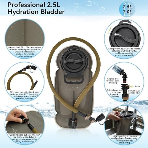 MARCHWAY Tactical Molle Hydration Pack with 2.5L TPU Water Bladder, Low-Profile Organized Military Backpack for Hiking, Cycling, Backpacking, Hunting, Running (Tan) - Image 5