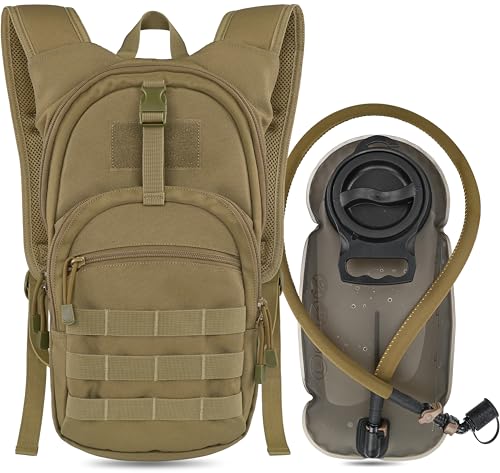 MARCHWAY Tactical Molle Hydration Pack with 2.5L TPU Water Bladder, Low-Profile Organized Military Backpack for Hiking, Cycling, Backpacking, Hunting, Running (Tan) - Image 1