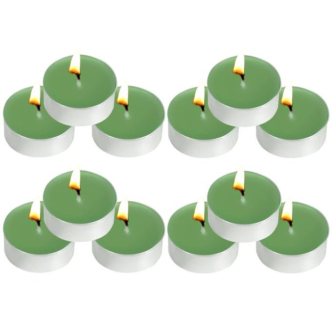Tea Lights Candles 12 Pack Green Tealights Candle Scented Green Tea Small Candle for Home Holiday Wedding PartyDinner Table Halloween Christmas and Holiday Green Tea