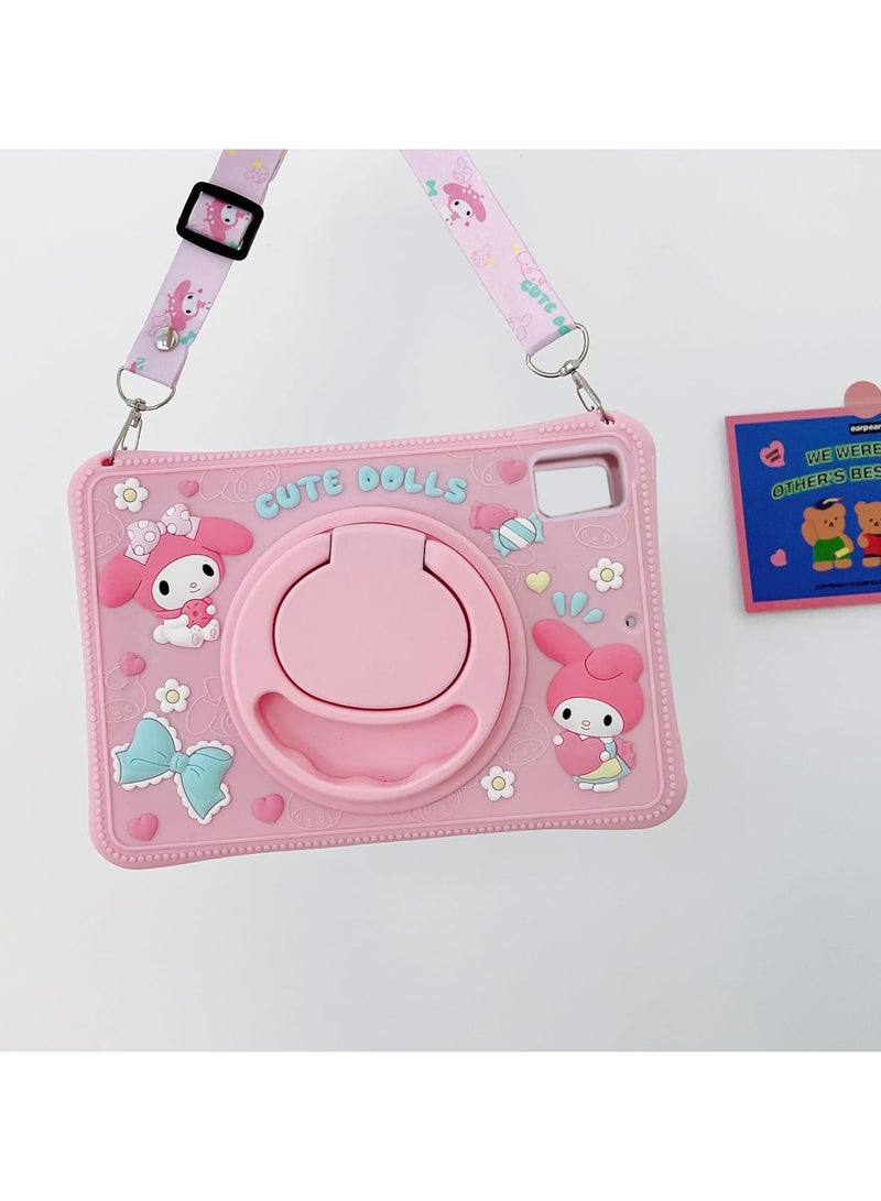 VKL Case for Xiaomi Redmi Pad SE 11 inch 2023 Tablet, Portable Handle Stand, Kids Friendly Soft Silicone Cover with Shoulder Strap for Xiaomi Redmi Pad SE 11 inches 2023 (pink-rabbit) - Image 1