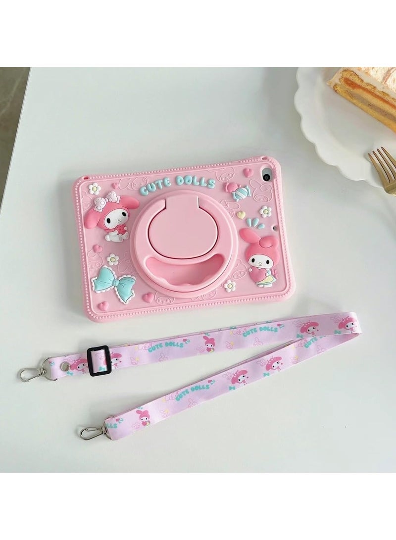 VKL Case for Xiaomi Redmi Pad SE 11 inch 2023 Tablet, Portable Handle Stand, Kids Friendly Soft Silicone Cover with Shoulder Strap for Xiaomi Redmi Pad SE 11 inches 2023 (pink-rabbit) - Image 4